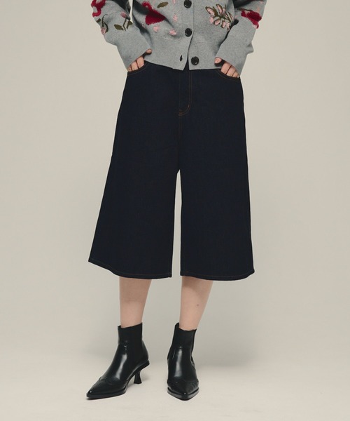 eL（エル）の「【eL】Sleek Denim Bermuda Pants/1087938（デニムパンツ・レディース・ブラック/ネイビー・FREE）」の2枚目の写真