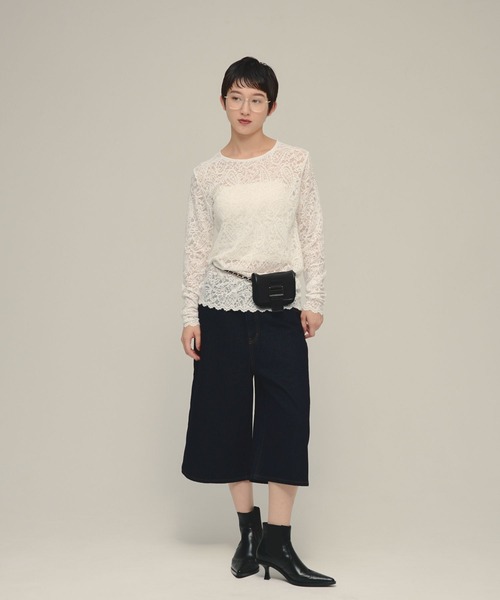 eL（エル）の「【eL】Sleek Denim Bermuda Pants/1087938（デニムパンツ・レディース・ブラック/ネイビー・FREE）」の10枚目の写真