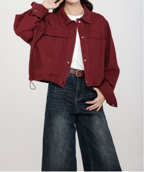 &soiree(アンドソワレ)の「ドロストショート丈長袖ジャケット(その他アウター・レディース・アイボリー/レッド・SMALL/MEDIUM/LARGE)」の3枚目の写真