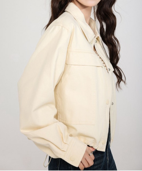 &soiree(アンドソワレ)の「ドロストショート丈長袖ジャケット(その他アウター・レディース・アイボリー/レッド・SMALL/MEDIUM/LARGE)」の9枚目の写真