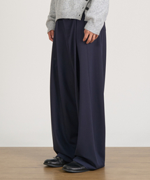 EXCONTAINER（エックスコンテナ）の「ツータックロングワイドスラックス (NAVY)（スラックス）」