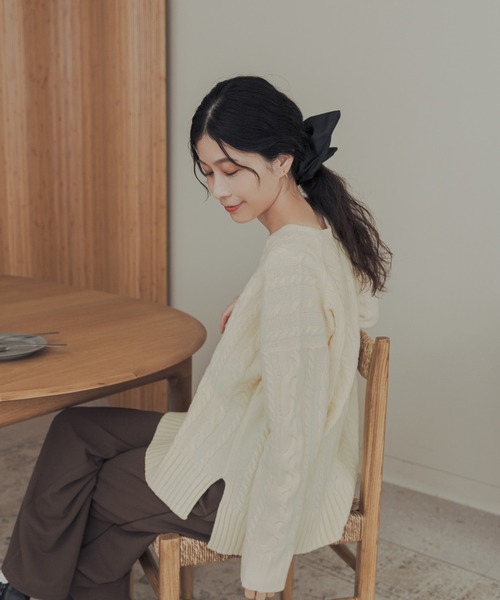 URBAN RESEARCH DOORS(アーバンリサーチドアーズ)の「ハミルトンウールアラン柄プルオーバー(ニット/セーター・レディース・ベージュ/ライトブルー/アイボリー・FREE)」の9枚目の写真