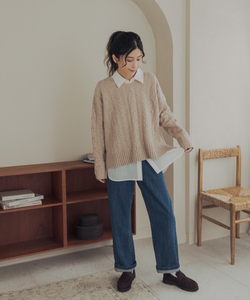 URBAN RESEARCH DOORS(アーバンリサーチドアーズ)の「ハミルトンウールアラン柄プルオーバー(ニット/セーター・レディース・ベージュ/ライトブルー/アイボリー・FREE)」の22枚目の写真