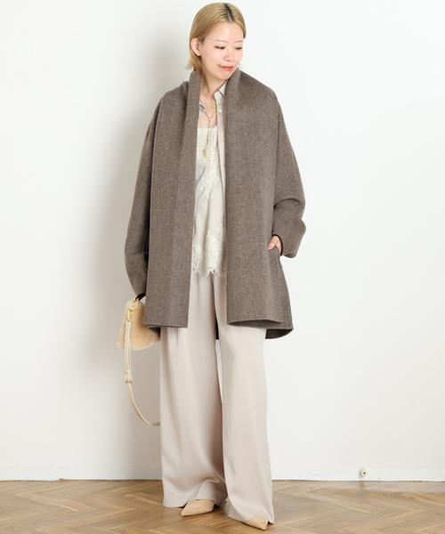 AP STUDIO(エーピーストゥディオ)の「Vincent Pants(スラックス・レディース・チョコ/アイボリー・40/36/38/34)」の4枚目の写真