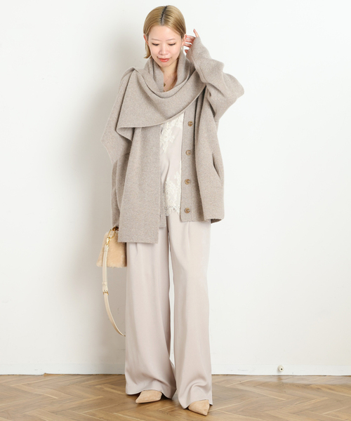 AP STUDIO(エーピーストゥディオ)の「Vincent Pants(スラックス・レディース・チョコ/アイボリー・40/36/38/34)」の7枚目の写真