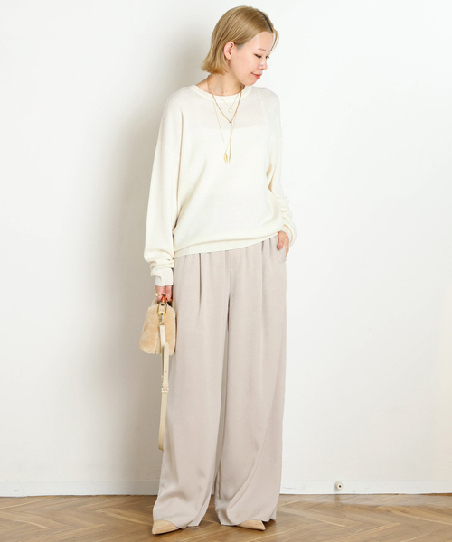 AP STUDIO(エーピーストゥディオ)の「Vincent Pants(スラックス・レディース・チョコ/アイボリー・40/36/38/34)」の10枚目の写真