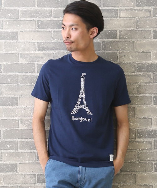MYSELF ABAHOUSE（マイセルフアバハウス）の「ボンジュールTシャツ | マイセルフ（Tシャツ/カットソー・メンズ・ネイビー/ホワイト・M/L）」の2枚目の写真