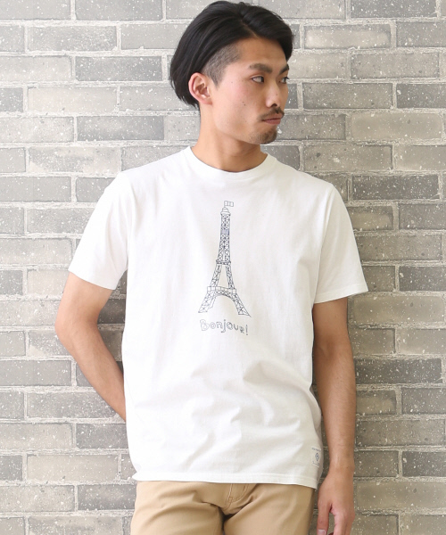MYSELF ABAHOUSE（マイセルフアバハウス）の「ボンジュールTシャツ | マイセルフ（Tシャツ/カットソー・メンズ・ネイビー/ホワイト・M/L）」の3枚目の写真