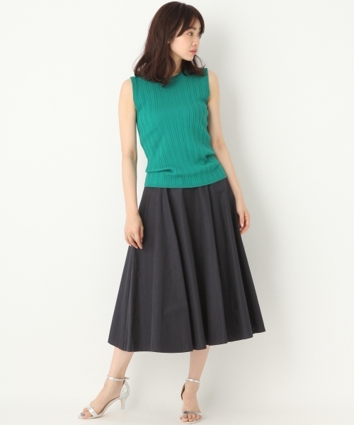 A part by（アパートバイ）の「【CLASSY.6月号掲載】14GCoNyワイドリブノースリーブ　750207 （ニット/セーター・レディース・ブルー/ホワイト/グリーン/オレンジ/ブラック・MEDIUM/LARGE）」の8枚目の写真