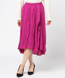 Re:EDIT | [柔かな薄手生地が軽やかに揺れる]フロントフリルウエストゴムスカートボトムス/スカート/膝丈・ミモレ丈（51～65cm）[リエディ](スカート)