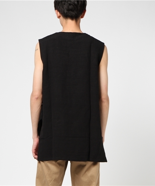 THEE（シー）の「THEE: リネンノースリーブＴシャツ（シャツ/ブラウス・メンズ・ブラック・ONE SIZE）」の7枚目の写真