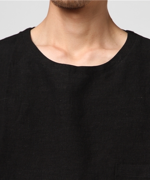 THEE（シー）の「THEE: リネンノースリーブＴシャツ（シャツ/ブラウス・メンズ・ブラック・ONE SIZE）」の2枚目の写真