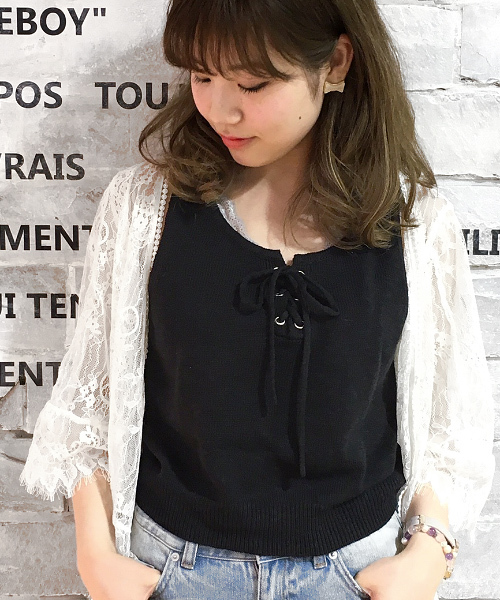 Pageboy ページボーイ の レースアップニットタンクトップ タンクトップ Wear