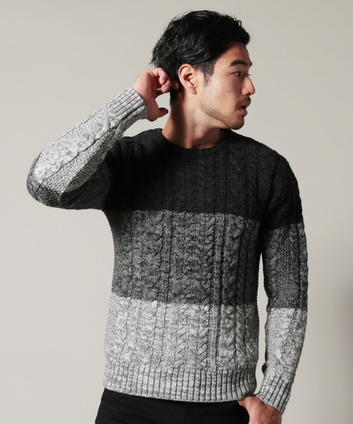 THE CASUAL（カジュアル）の「5GG フィッシャーマン ケーブル クルーネック アクリル ニット セーター（ニット/セーター・メンズ・オフホワイト/ワイン/ネイビー/チャコール/ブルー系その他/杢グレー/ブラック/ホワイト系その他/キャメル/ブラック系その他/ベージュ/ブルー系その他2/グレー系その他/カーキ/ブルー/レッド系その他/グリーン/インディゴブルー/モカ/ホワイト/グレー系その他2・S/L/M/XL）」の6枚目の写真