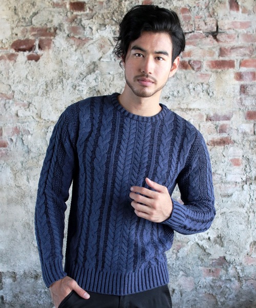THE CASUAL（カジュアル）の「5GG フィッシャーマン ケーブル クルーネック アクリル ニット セーター（ニット/セーター・メンズ・オフホワイト/ワイン/ネイビー/チャコール/ブルー系その他/杢グレー/ブラック/ホワイト系その他/キャメル/ブラック系その他/ベージュ/ブルー系その他2/グレー系その他/カーキ/ブルー/レッド系その他/グリーン/インディゴブルー/モカ/ホワイト/グレー系その他2・S/L/M/XL）」の15枚目の写真