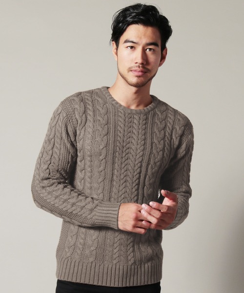 THE CASUAL（カジュアル）の「5GG フィッシャーマン ケーブル クルーネック アクリル ニット セーター（ニット/セーター・メンズ・オフホワイト/ワイン/ネイビー/チャコール/ブルー系その他/杢グレー/ブラック/ホワイト系その他/キャメル/ブラック系その他/ベージュ/ブルー系その他2/グレー系その他/カーキ/ブルー/レッド系その他/グリーン/インディゴブルー/モカ/ホワイト/グレー系その他2・S/L/M/XL）」の11枚目の写真