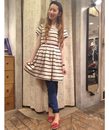 Chico | ボーダー切替OP(ベルト付)(ワンピース)