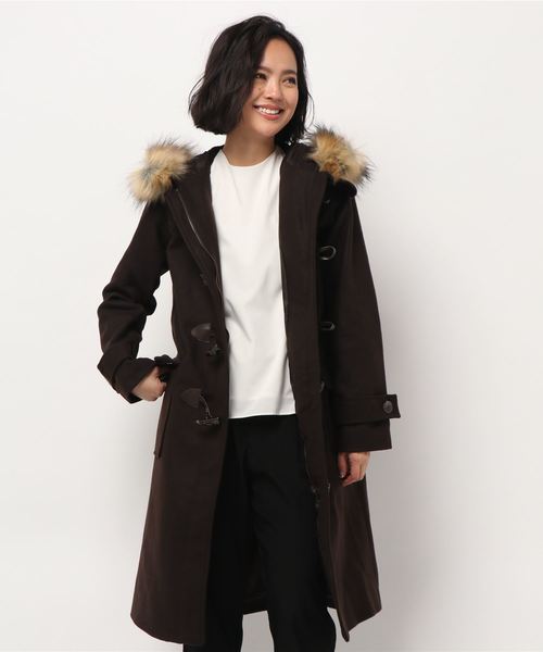 STYLEBLOCK(スタイルブロック)の「ファーフードメルトンダッフルコート(ダッフルコート)」|ブラウン