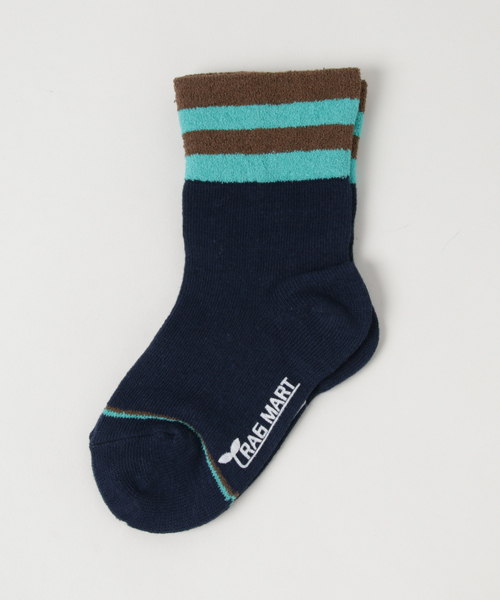 RAGMART（ラグマート）の「ボーダークルーソックス（ソックス/靴下・キッズ・カーキ/ネイビー/ブラウン・M/S/L）」の3枚目の写真