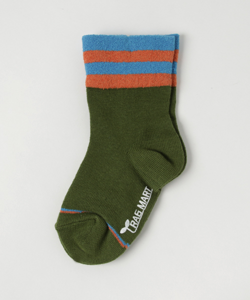 RAGMART（ラグマート）の「ボーダークルーソックス（ソックス/靴下・キッズ・カーキ/ネイビー/ブラウン・M/S/L）」の2枚目の写真