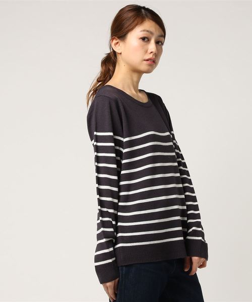 LBC(エルビーシー)の「ボーダーニットプルオーバー(ニット/セーター・レディース・ホワイト/チャコールグレー/ブルー・LARGE/MEDIUM)」の7枚目の写真