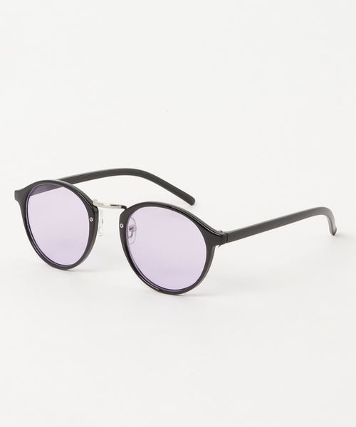 WEGO（ウィゴー）の「WEGO/コンビボストンカラーレンズサングラス（サングラス・メンズ・イエロー/グリーン/ブルー/ピンク/パープル・FREE）」の4枚目の写真