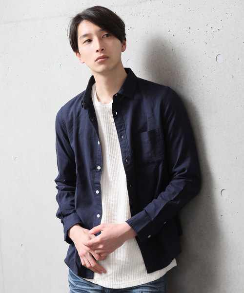 TopIsm(トップイズム)の「ストレッチ 綿麻 リネン 長袖 カラーシャツ(シャツ/ブラウス・メンズ・ブラック/ネイビー/ワイン/ブルー/ライトグリーン/オフホワイト/カーキ/ピンク/イエロー・L/LL/M)」の5枚目の写真