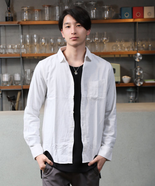 TopIsm(トップイズム)の「ストレッチ 綿麻 リネン 長袖 カラーシャツ(シャツ/ブラウス・メンズ・ブラック/ネイビー/ワイン/ブルー/ライトグリーン/オフホワイト/カーキ/ピンク/イエロー・L/LL/M)」の2枚目の写真