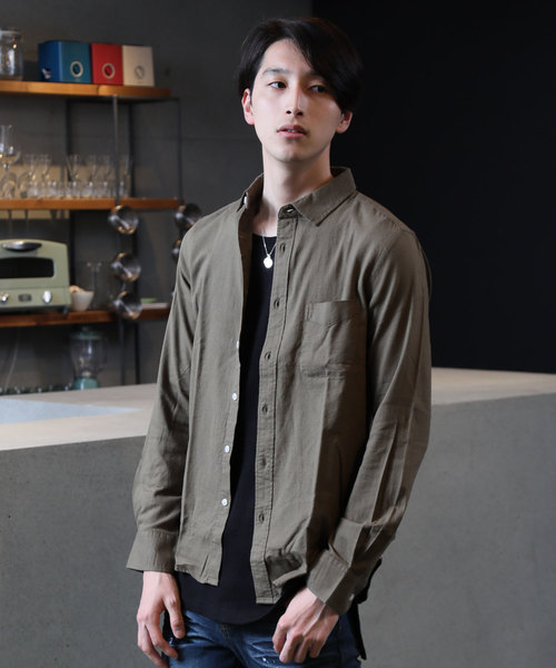 TopIsm(トップイズム)の「ストレッチ 綿麻 リネン 長袖 カラーシャツ(シャツ/ブラウス・メンズ・ブラック/ネイビー/ワイン/ブルー/ライトグリーン/オフホワイト/カーキ/ピンク/イエロー・L/LL/M)」の3枚目の写真