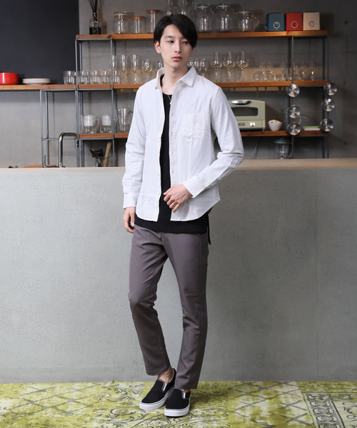 TopIsm(トップイズム)の「ストレッチ 綿麻 リネン 長袖 カラーシャツ(シャツ/ブラウス・メンズ・ブラック/ネイビー/ワイン/ブルー/ライトグリーン/オフホワイト/カーキ/ピンク/イエロー・L/LL/M)」の12枚目の写真