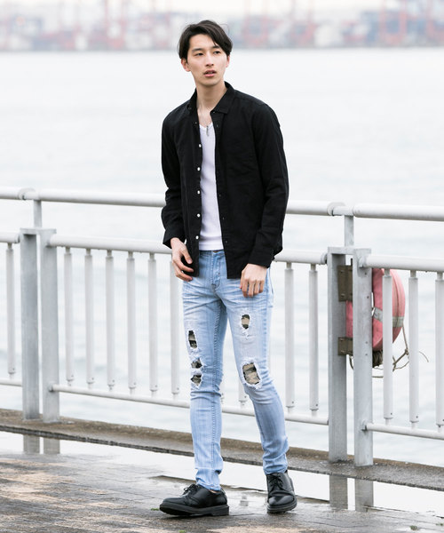 TopIsm(トップイズム)の「ストレッチ 綿麻 リネン 長袖 カラーシャツ(シャツ/ブラウス・メンズ・ブラック/ネイビー/ワイン/ブルー/ライトグリーン/オフホワイト/カーキ/ピンク/イエロー・L/LL/M)」の13枚目の写真