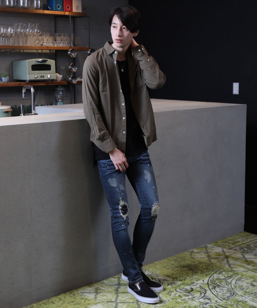 TopIsm(トップイズム)の「ストレッチ 綿麻 リネン 長袖 カラーシャツ(シャツ/ブラウス・メンズ・ブラック/ネイビー/ワイン/ブルー/ライトグリーン/オフホワイト/カーキ/ピンク/イエロー・L/LL/M)」の14枚目の写真