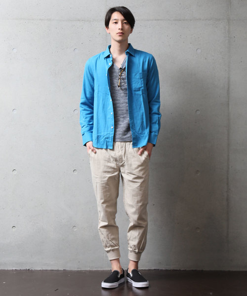 TopIsm(トップイズム)の「ストレッチ 綿麻 リネン 長袖 カラーシャツ(シャツ/ブラウス・メンズ・ブラック/ネイビー/ワイン/ブルー/ライトグリーン/オフホワイト/カーキ/ピンク/イエロー・L/LL/M)」の17枚目の写真