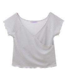 [吸水速乾]アクティブ用カシュクールボーダーTシャツ