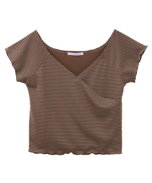 SUNBABIES（サンベイビーズ）の「[吸水速乾]アクティブ用カシュクールボーダーTシャツ（Tシャツ/カットソー・レディース・ホワイト/ブラック/ブラウン・MEDIUM）」の11枚目の写真