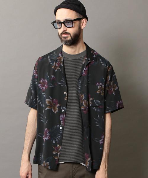 BEAUTY&YOUTH UNITED ARROWS（ビューティーアンドユースユナイテッドアローズ）の「BY ダークアロハ オープンカラー ワイドフォルム シャツ（シャツ/ブラウス・メンズ・ブラック/ダークグリーン・SMALL/MEDIUM/X-LARGE/LARGE）」の4枚目の写真