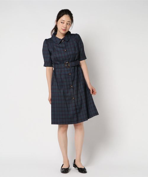 archives（アルシーヴ）の「トレンチ2wayチェックワンピース（ワンピース・レディース・チャコールグレー/ベージュ/ブルー・MEDIUM）」の7枚目の写真
