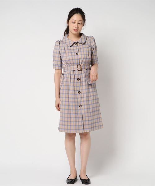 archives（アルシーヴ）の「トレンチ2wayチェックワンピース（ワンピース・レディース・チャコールグレー/ベージュ/ブルー・MEDIUM）」の8枚目の写真