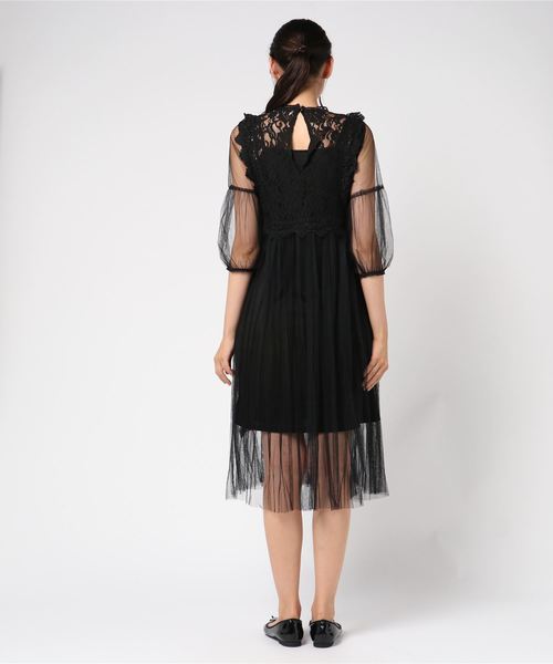 archives（アルシーヴ）の「レース×チュールプリーツワンピース（ワンピース・レディース・オフホワイト/ブラック/グレー・MEDIUM）」の5枚目の写真