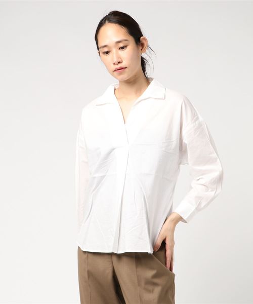 AMERICAN HOLIC（アメリカンホリック）の「ベーシックスキッパーシャツ＊（シャツ/ブラウス・レディース・ベージュ/ネイビー/ベージュ系その他4/ブラック系その他3/オフホワイト/その他8・M/L）」の3枚目の写真