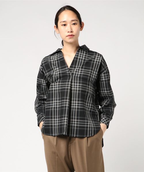 AMERICAN HOLIC（アメリカンホリック）の「ベーシックスキッパーシャツ＊（シャツ/ブラウス・レディース・ベージュ/ネイビー/ベージュ系その他4/ブラック系その他3/オフホワイト/その他8・M/L）」の4枚目の写真