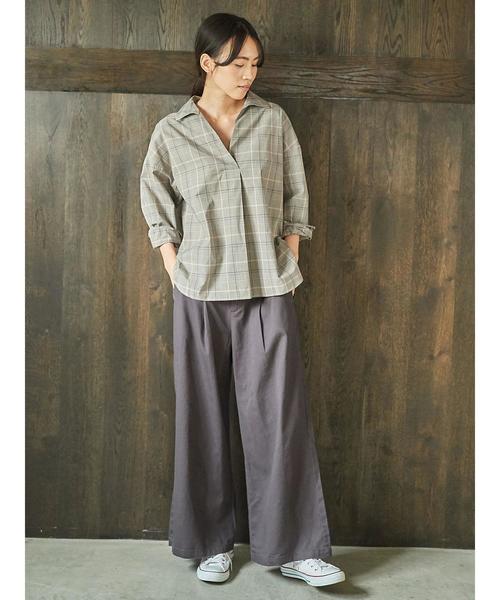 AMERICAN HOLIC（アメリカンホリック）の「ベーシックスキッパーシャツ＊（シャツ/ブラウス・レディース・ベージュ/ネイビー/ベージュ系その他4/ブラック系その他3/オフホワイト/その他8・M/L）」の14枚目の写真