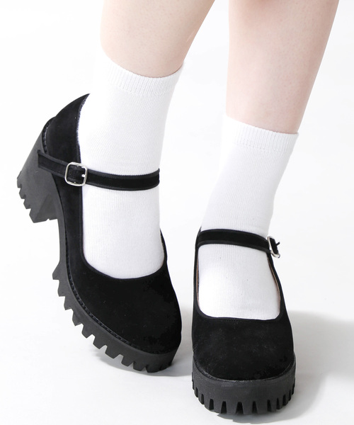 WEGO（ウィゴー）の「WEGO/チャンキーヒールシューズ（パンプス・レディース・ブラック/その他1/ワイン・MEDIUM/LARGE）」の2枚目の写真