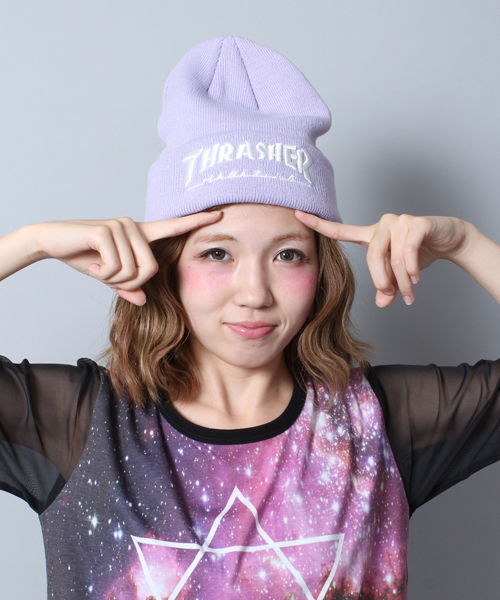 THRASHER(スラッシャー)の「∴WEGO/THRASHERニットキャップ(ニットキャップ/ビーニー・レディース・ホワイト/グリーン/パープル/ピンク/ブラック/サックスブルー・FREE)」の5枚目の写真