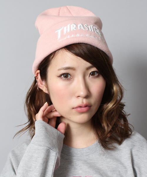 THRASHER(スラッシャー)の「∴WEGO/THRASHERニットキャップ(ニットキャップ/ビーニー・レディース・ホワイト/グリーン/パープル/ピンク/ブラック/サックスブルー・FREE)」の6枚目の写真