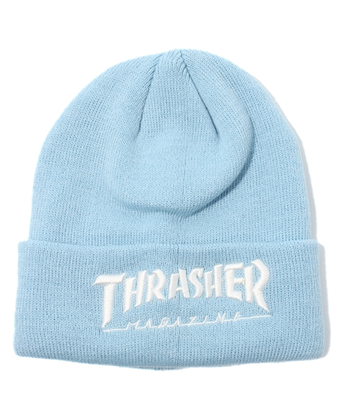 THRASHER(スラッシャー)の「∴WEGO/THRASHERニットキャップ(ニットキャップ/ビーニー・レディース・ホワイト/グリーン/パープル/ピンク/ブラック/サックスブルー・FREE)」の1枚目の写真
