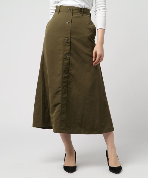 NANO universe(ナノユニバース)の「フロントボタンスカート(スカート・レディース・レッド/オリーブ/マスタード・38/36)」の1枚目の写真