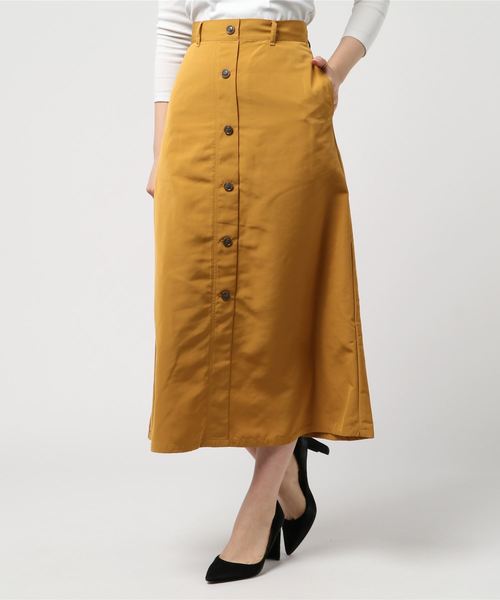 NANO universe(ナノユニバース)の「フロントボタンスカート(スカート・レディース・レッド/オリーブ/マスタード・38/36)」の2枚目の写真