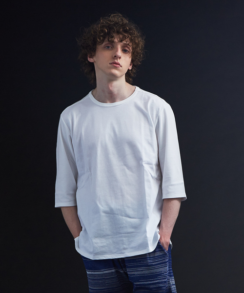 5351 POUR LES HOMMES(ゴーサンゴーイチプールオム)の「サイドZIP 異素材 七部 Tシャツ(Tシャツ/カットソー・メンズ・ホワイト/グレー/ブラック・44/46/48/50)」の1枚目の写真