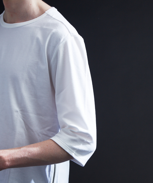 5351 POUR LES HOMMES(ゴーサンゴーイチプールオム)の「サイドZIP 異素材 七部 Tシャツ(Tシャツ/カットソー・メンズ・ホワイト/グレー/ブラック・44/46/48/50)」の12枚目の写真